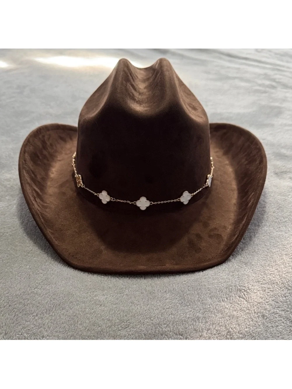 Altar’d State Brown Western Cowboy Hat with Decorative Chain